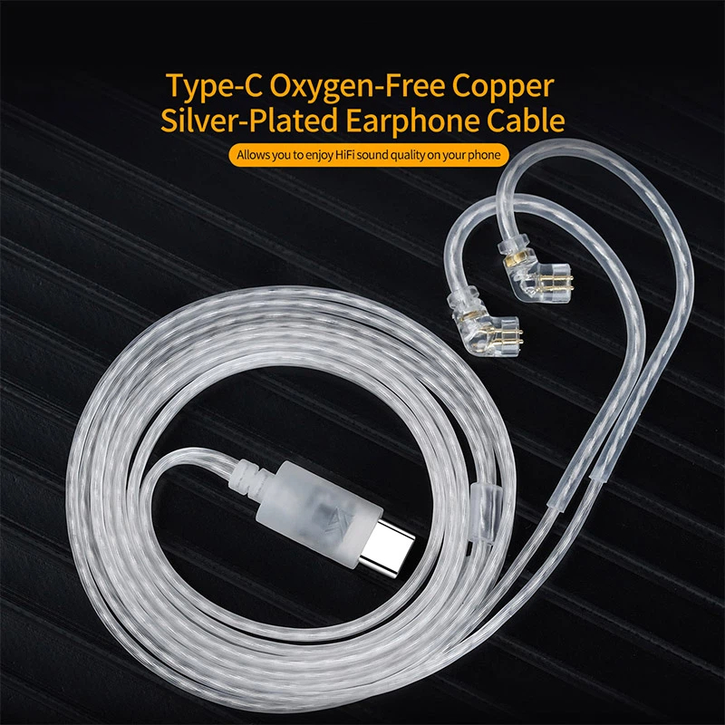 Usb C Earphone - KZ Oordopjes Kabel OFC Verzilverde Upgrade