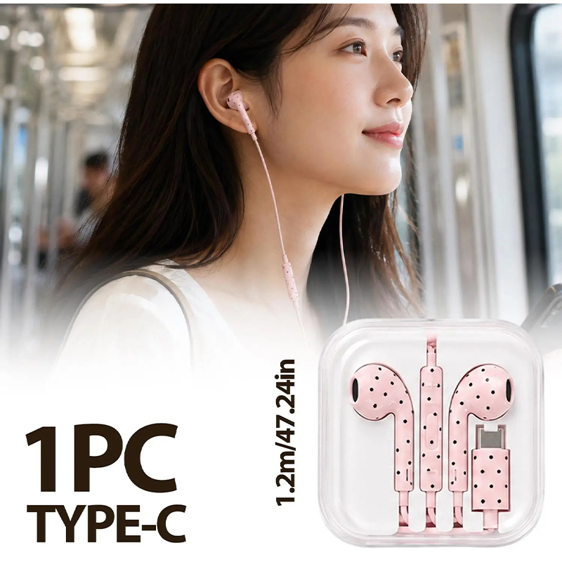 Type C Oordopjes met Polka Dot - Usb C Earphone recensie en prijs